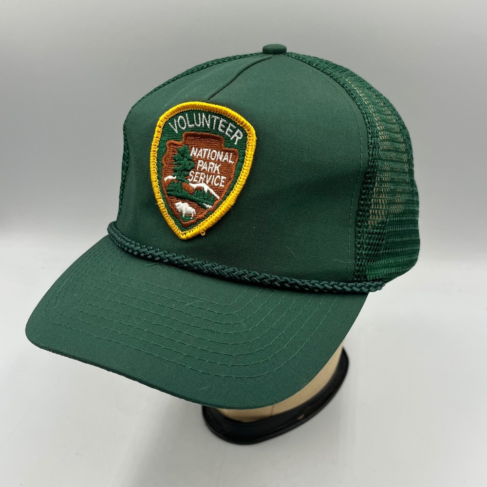 Vintage WearGuard National Park Service Volunteer Trucker Hat Green Snapback Cap